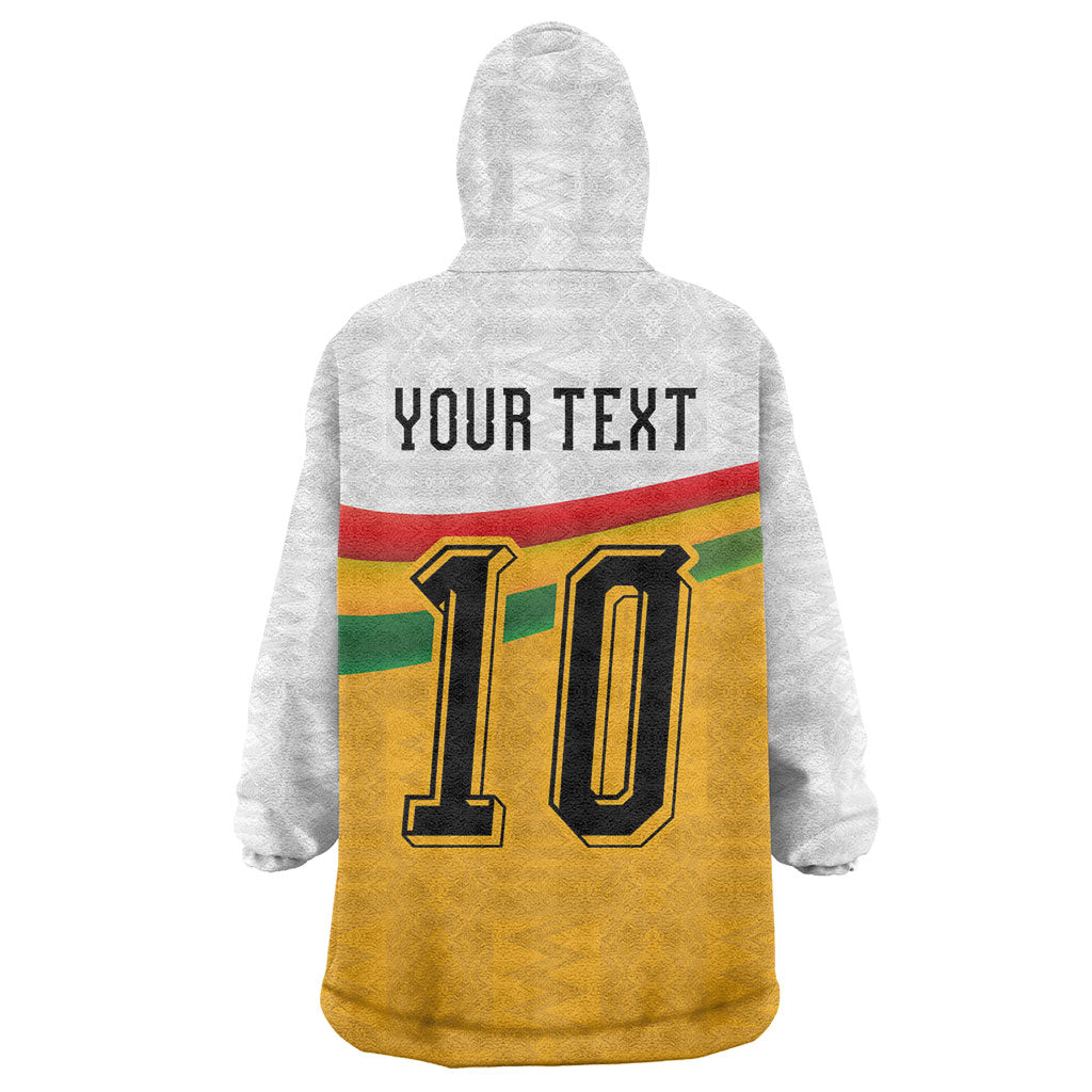 Custom Ghana Football Wearable Blanket Hoodie Abstract Flag and Kente Pattern