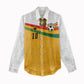 Custom Ghana Football Women Casual Shirt Abstract Flag and Kente Pattern