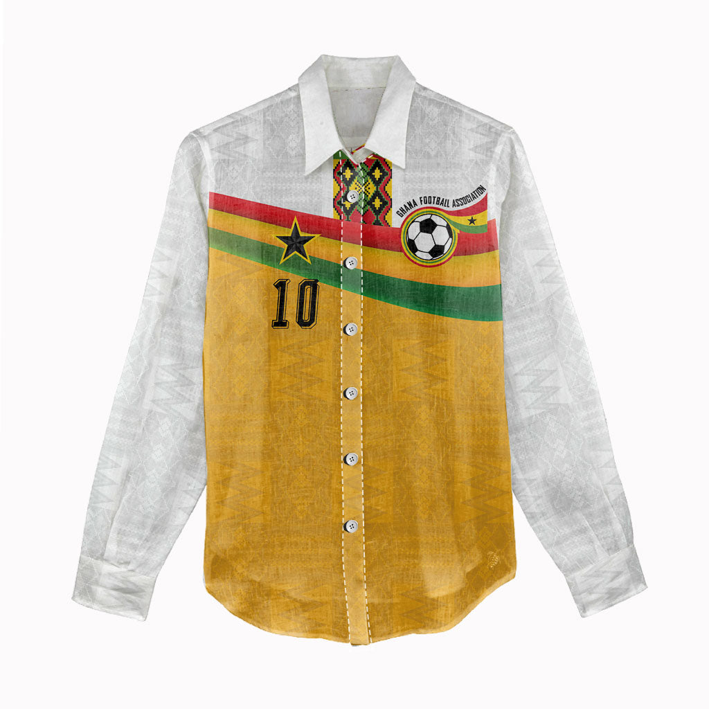 Custom Ghana Football Women Casual Shirt Abstract Flag and Kente Pattern