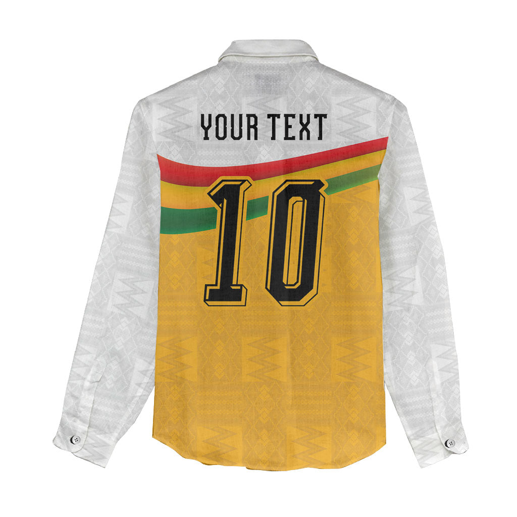 Custom Ghana Football Women Casual Shirt Abstract Flag and Kente Pattern