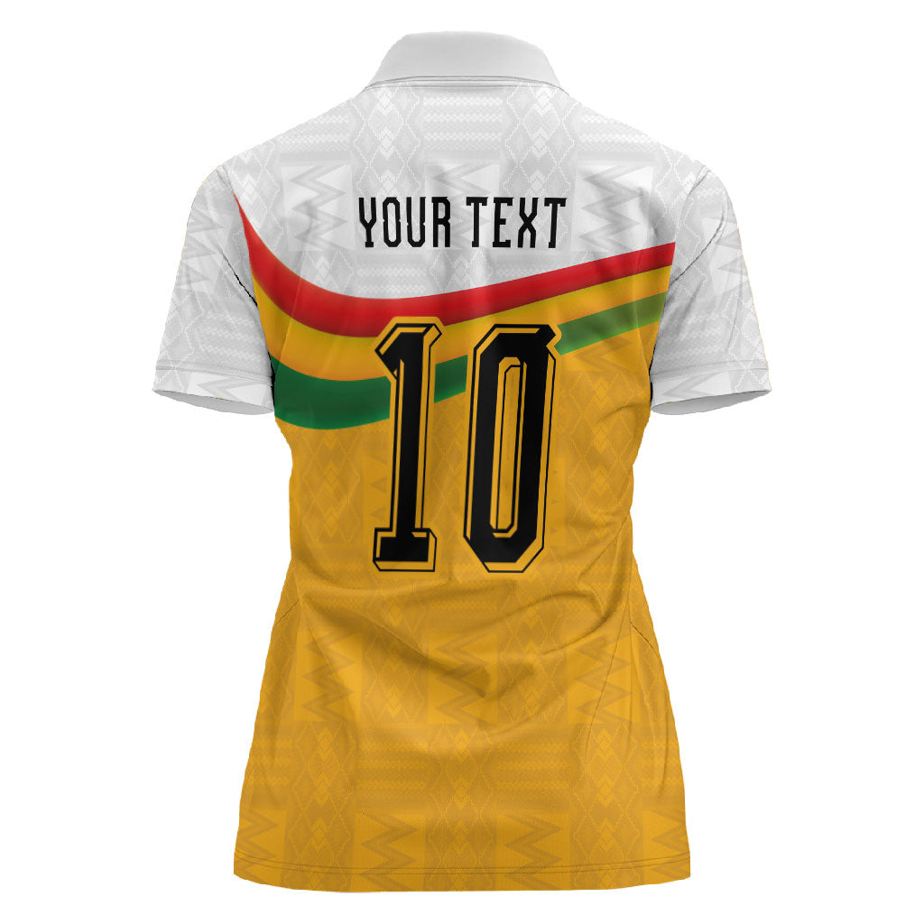 Custom Ghana Football Women Polo Shirt Abstract Flag and Kente Pattern