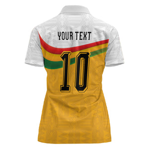 Custom Ghana Football Women Polo Shirt Abstract Flag and Kente Pattern