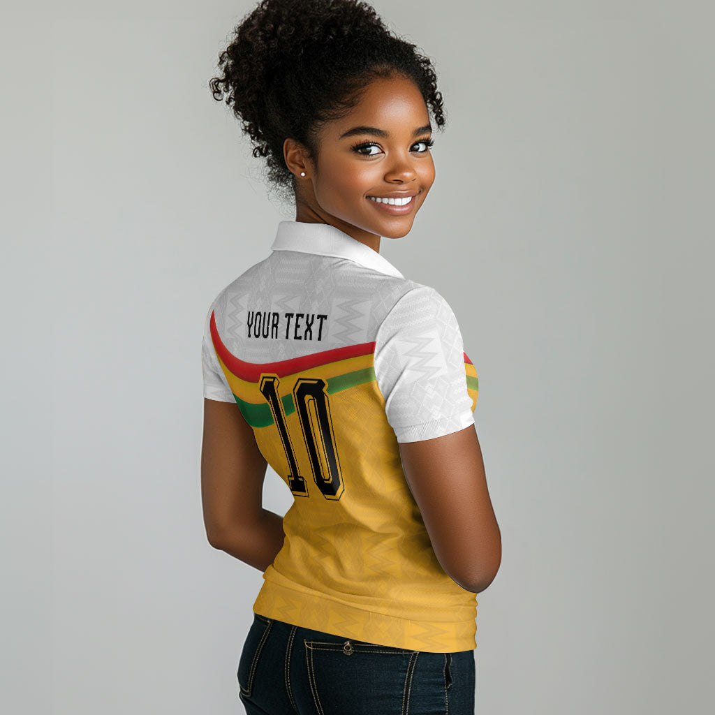 Custom Ghana Football Women Polo Shirt Abstract Flag and Kente Pattern