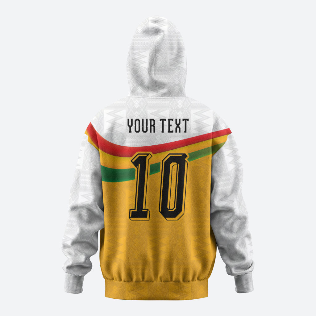 Custom Ghana Football Zip Hoodie Abstract Flag and Kente Pattern