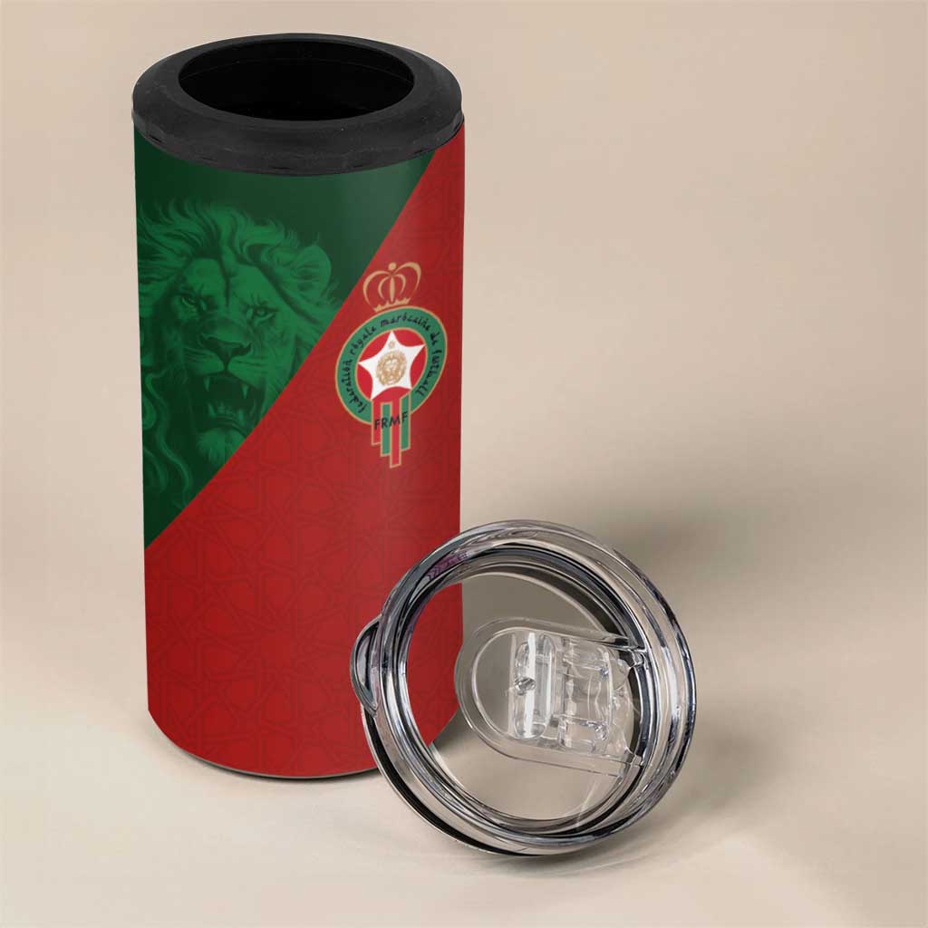 Custom Moroccan Football 4 in 1 Can Cooler Tumbler Go Glory-The Atlas Lions - African Pride
