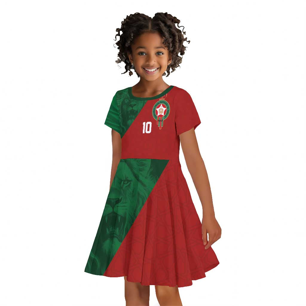 Custom Moroccan Football Kid Short Sleeve Dress Go Glory-The Atlas Lions - African Pride