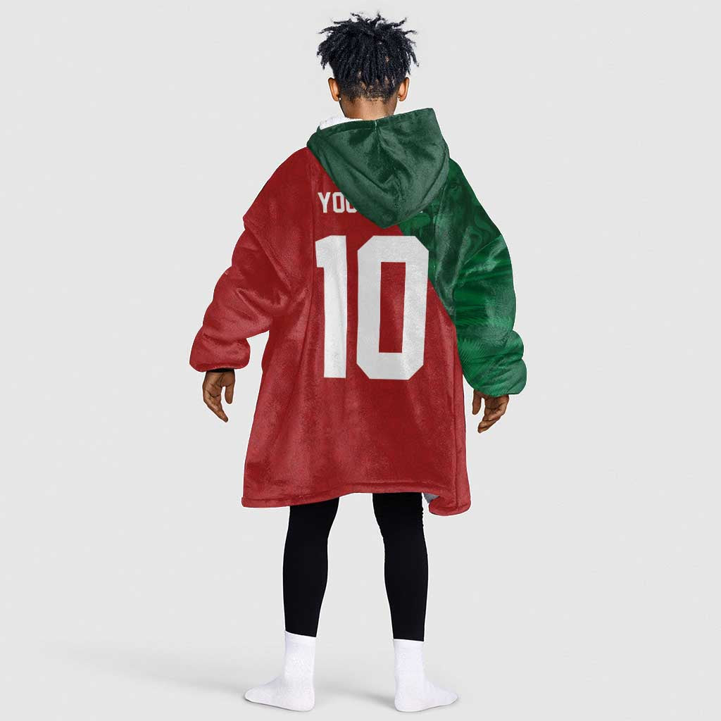 Custom Moroccan Football Kid Wearable Blanket Hoodie Go Glory-The Atlas Lions - African Pride