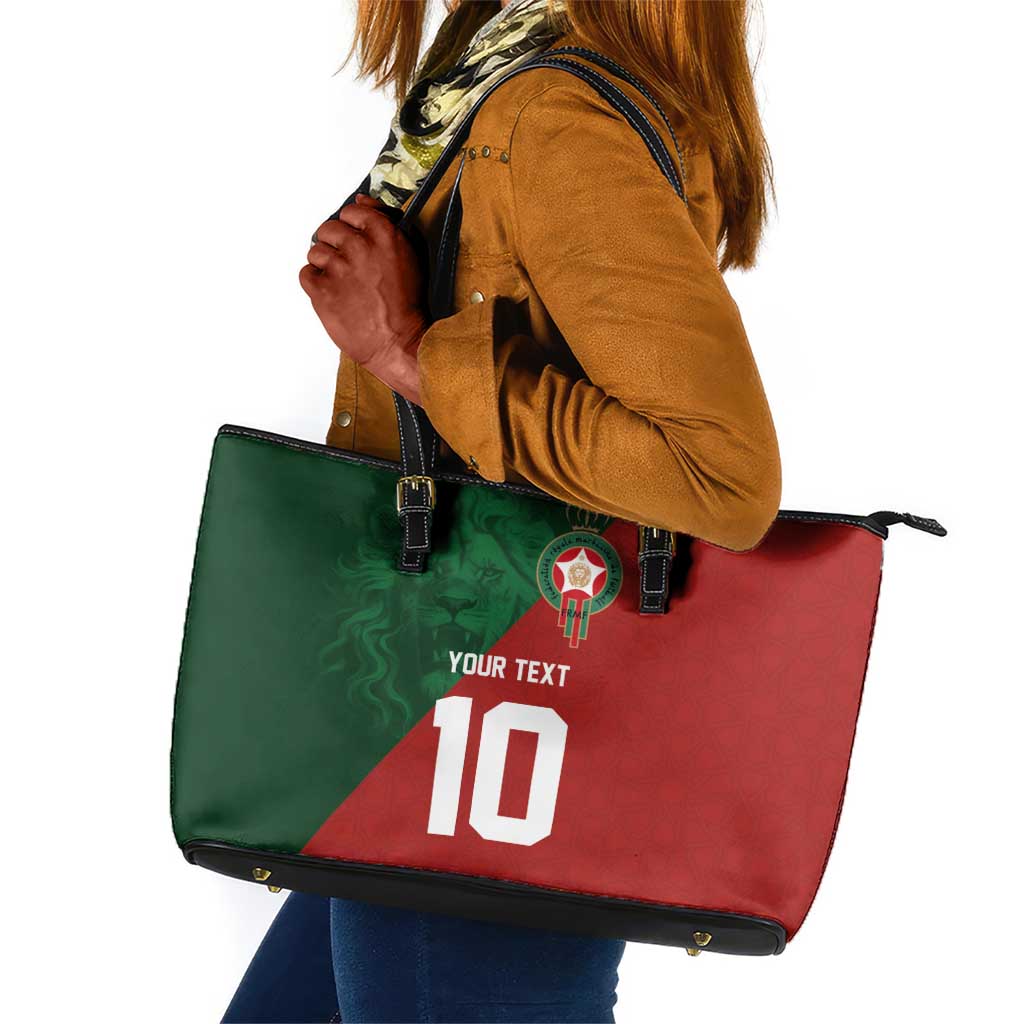 Custom Moroccan Football Leather Tote Bag Go Glory-The Atlas Lions - African Pride