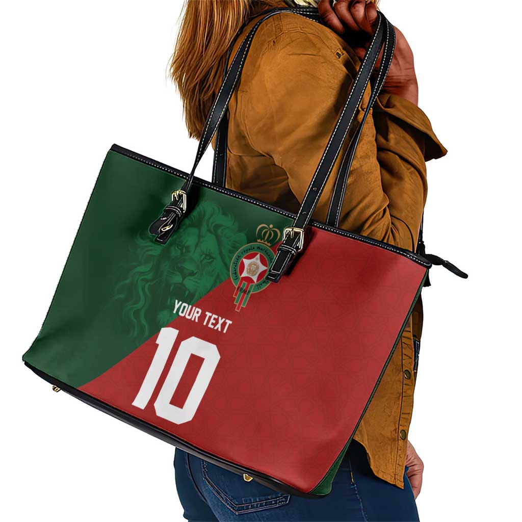 Custom Moroccan Football Leather Tote Bag Go Glory-The Atlas Lions - African Pride