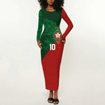 Custom Moroccan Football Long Sleeve Bodycon Dress Go Glory-The Atlas Lions - African Pride