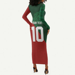 Custom Moroccan Football Long Sleeve Bodycon Dress Go Glory-The Atlas Lions - African Pride