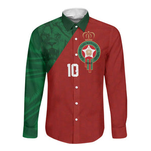 Custom Moroccan Football Long Sleeve Button Shirt Go Glory-The Atlas Lions - African Pride