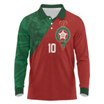 Custom Moroccan Football Long Sleeve Polo Shirt Go Glory-The Atlas Lions - African Pride