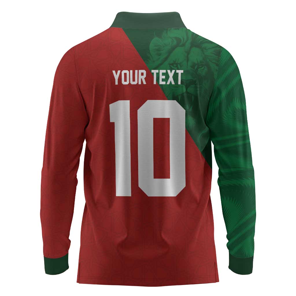 Custom Moroccan Football Long Sleeve Polo Shirt Go Glory-The Atlas Lions - African Pride