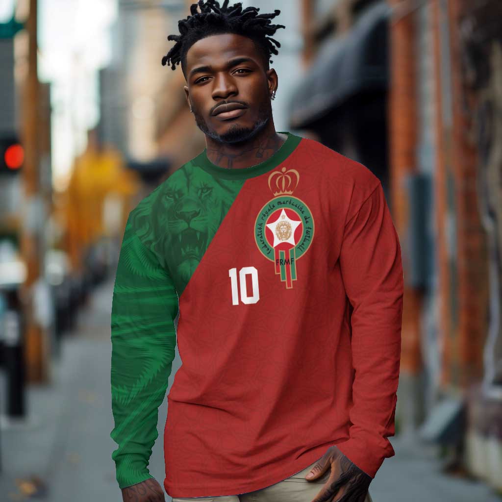 Custom Moroccan Football Long Sleeve Shirt Go Glory-The Atlas Lions - African Pride