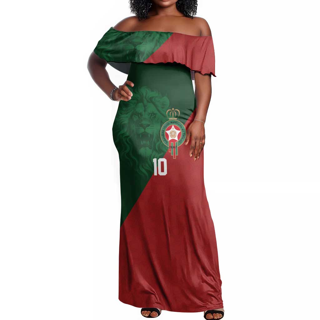 Custom Moroccan Football Off Shoulder Maxi Dress Go Glory-The Atlas Lions - African Pride