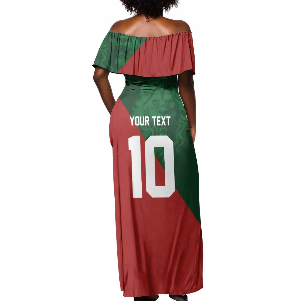 Custom Moroccan Football Off Shoulder Maxi Dress Go Glory-The Atlas Lions - African Pride