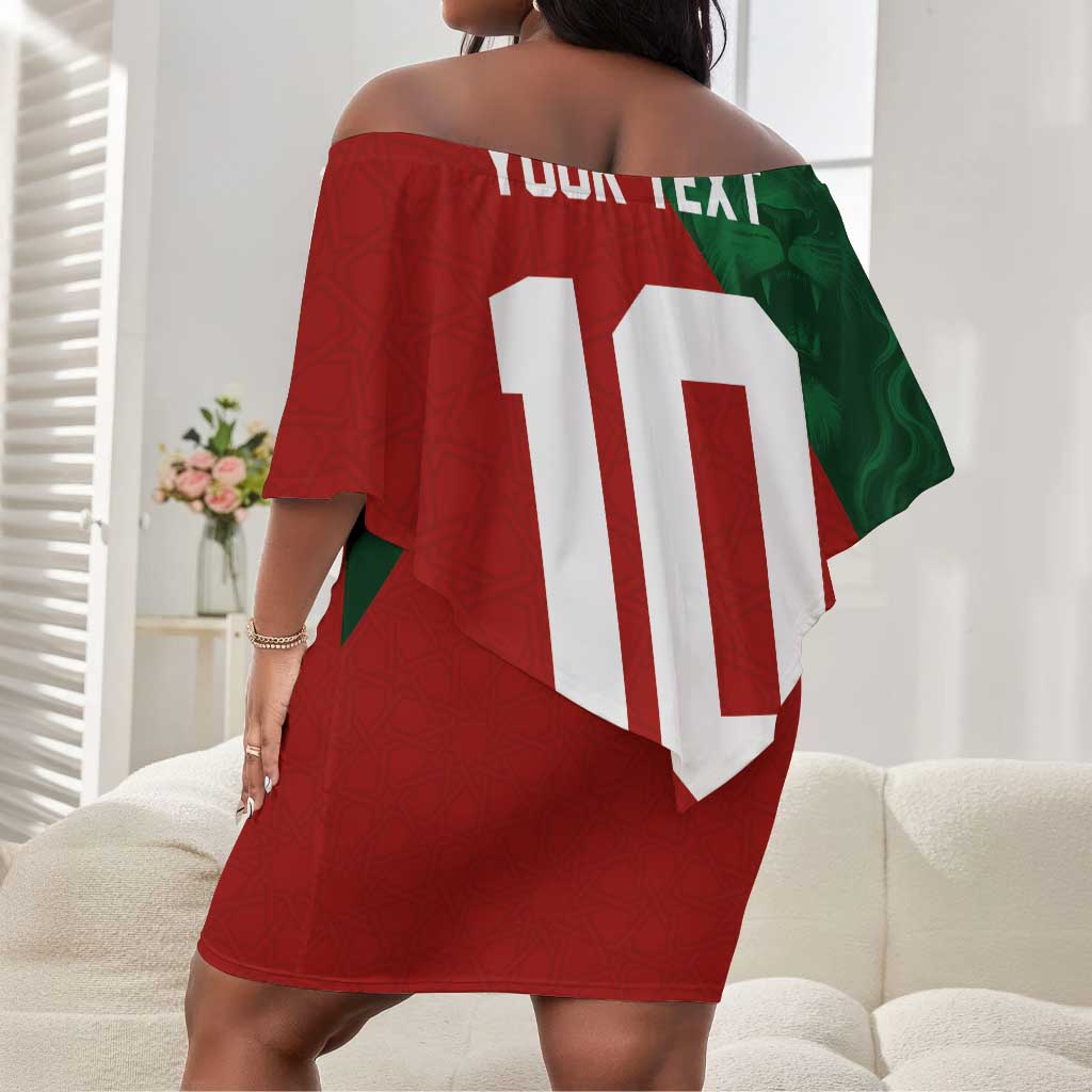 Custom Moroccan Football Off Shoulder Short Dress Go Glory-The Atlas Lions - African Pride