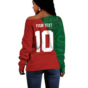 Custom Moroccan Football Off Shoulder Sweater Go Glory-The Atlas Lions - African Pride