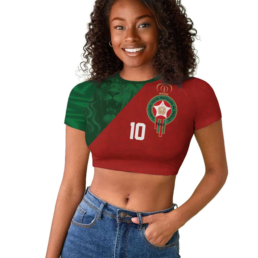 Custom Moroccan Football Raglan Cropped T shirt Go Glory-The Atlas Lions - African Pride