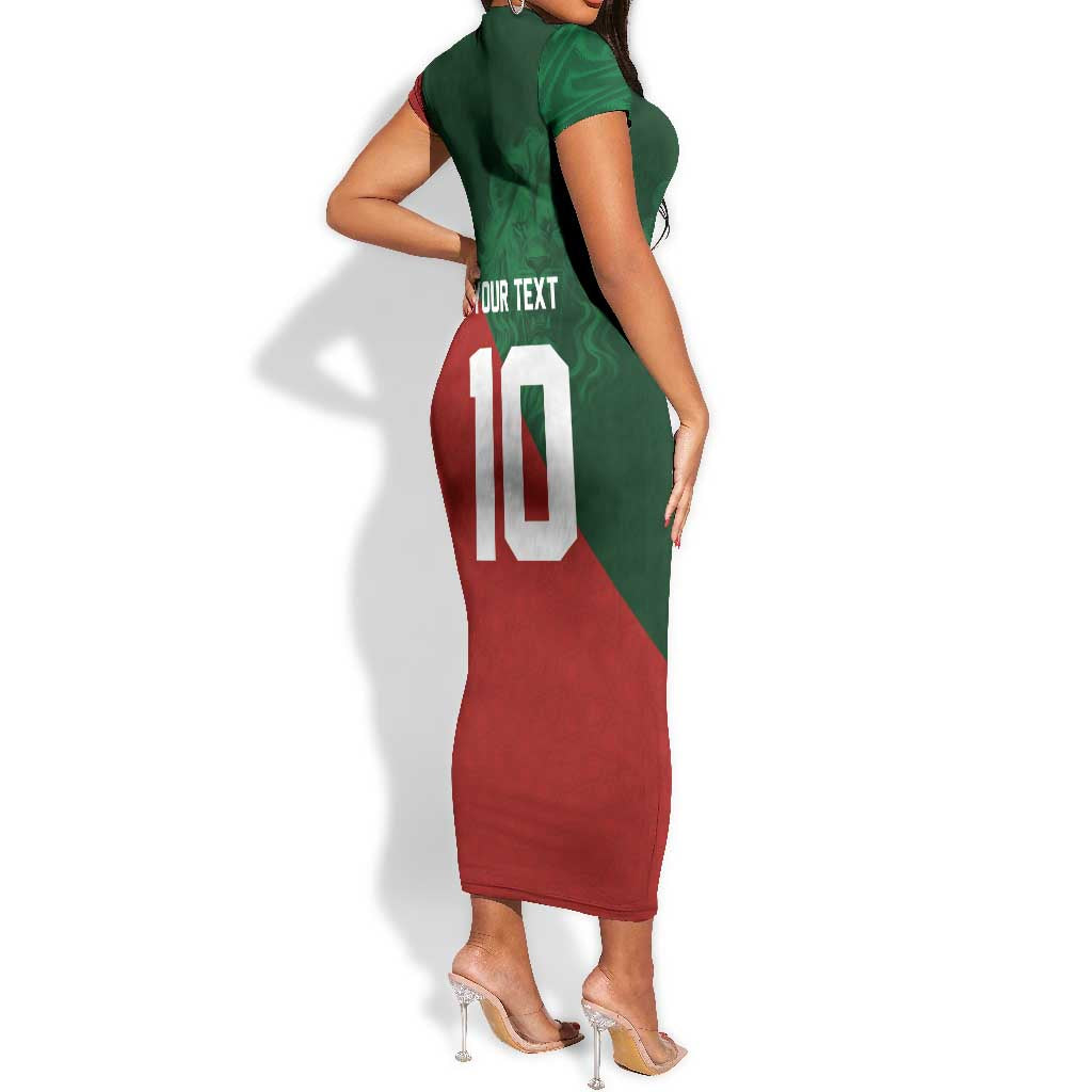 Custom Moroccan Football Short Sleeve Bodycon Dress Go Glory-The Atlas Lions - African Pride