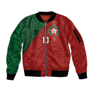 Custom Moroccan Football Sleeve Zip Bomber Jacket Go Glory-The Atlas Lions - African Pride