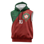 Custom Moroccan Football Sleeveless Hoodie Go Glory-The Atlas Lions - African Pride