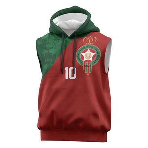 Custom Moroccan Football Sleeveless Hoodie Go Glory-The Atlas Lions - African Pride