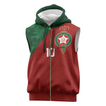 Custom Moroccan Football Sleeveless Zip Hoodie Go Glory-The Atlas Lions - African Pride