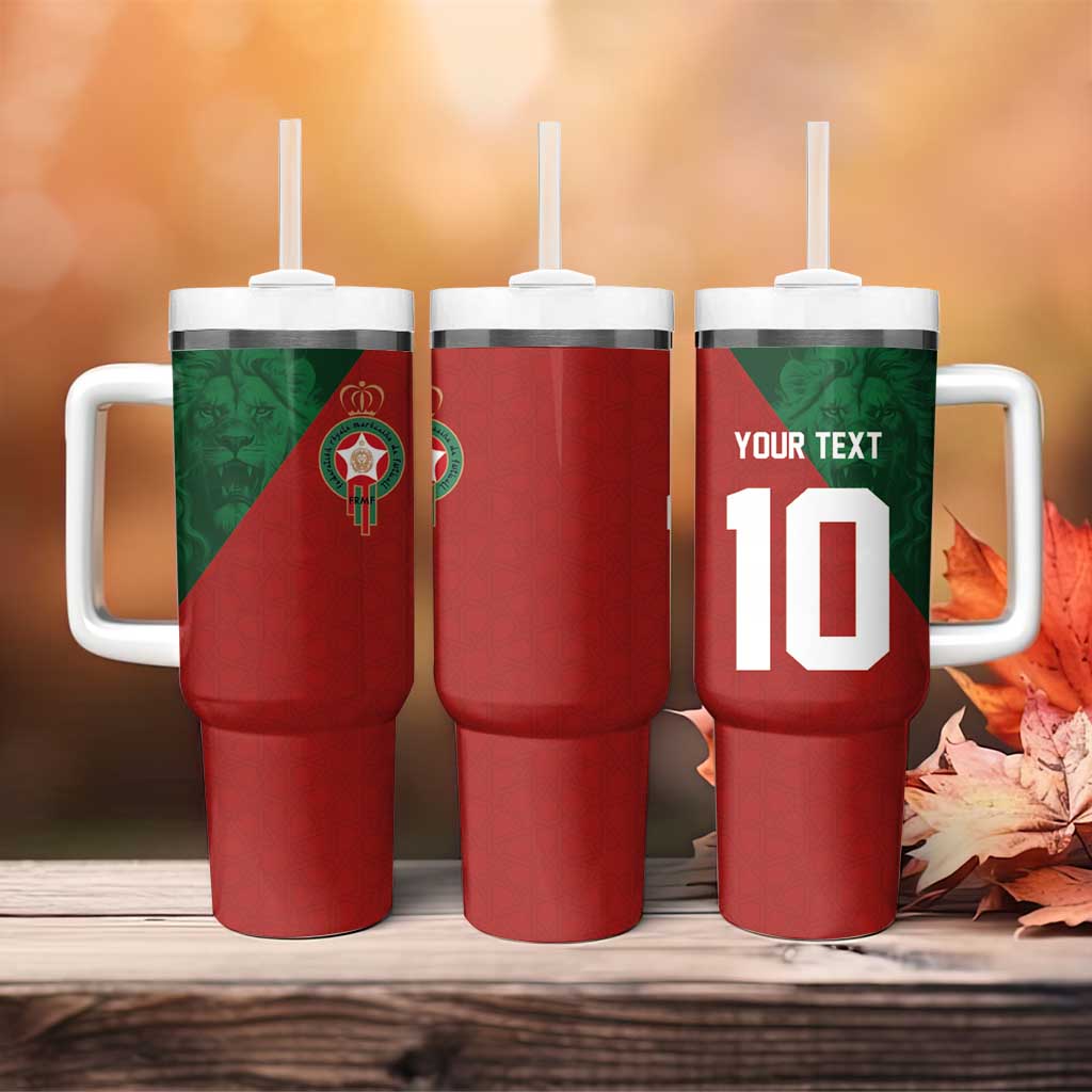 Custom Moroccan Football Tumbler With Handle Go Glory-The Atlas Lions - African Pride