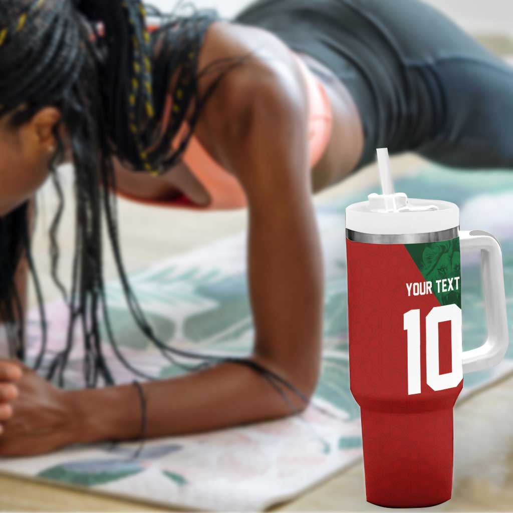 Custom Moroccan Football Tumbler With Handle Go Glory-The Atlas Lions - African Pride