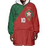 Custom Moroccan Football Wearable Blanket Hoodie Go Glory-The Atlas Lions - African Pride