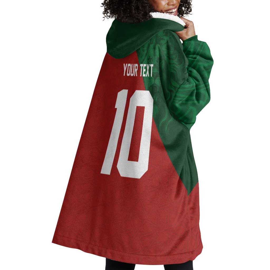 Custom Moroccan Football Wearable Blanket Hoodie Go Glory-The Atlas Lions - African Pride