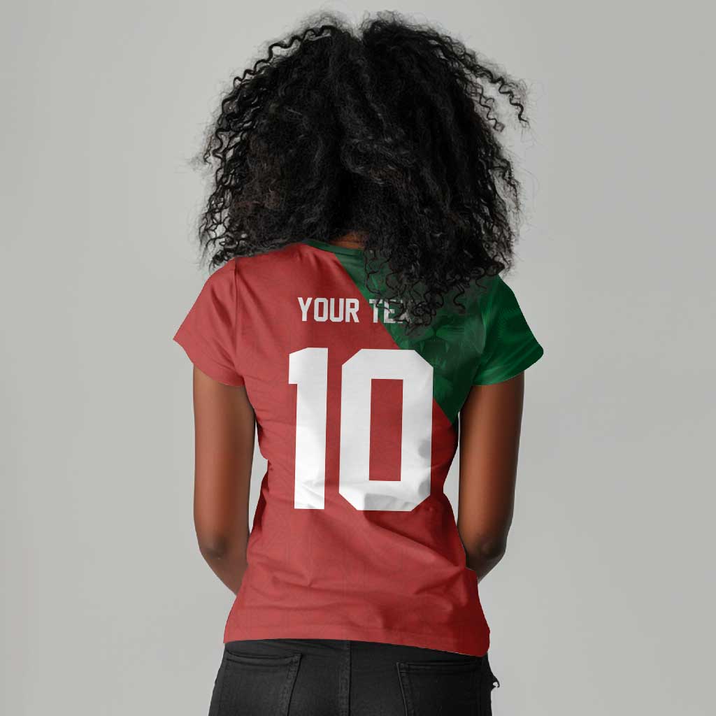 Custom Moroccan Football Women V-Neck T-Shirt Go Glory-The Atlas Lions - African Pride
