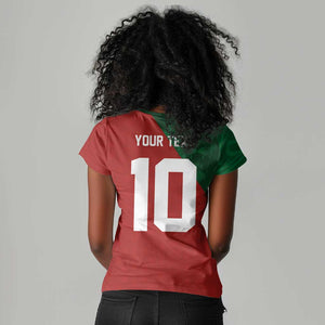 Custom Moroccan Football Women V-Neck T-Shirt Go Glory-The Atlas Lions - African Pride