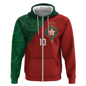 Custom Moroccan Football Zip Hoodie Go Glory-The Atlas Lions - African Pride