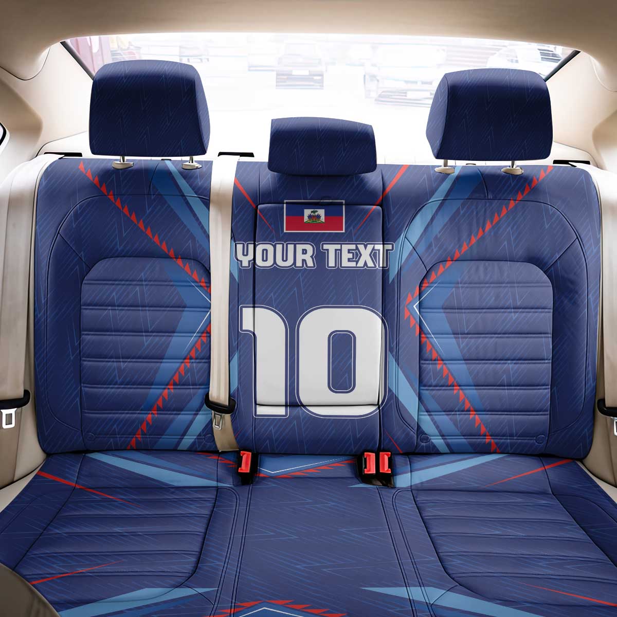 Custom Afro Haiti Football Back Car Seat Cover Sporty Style - African Pride