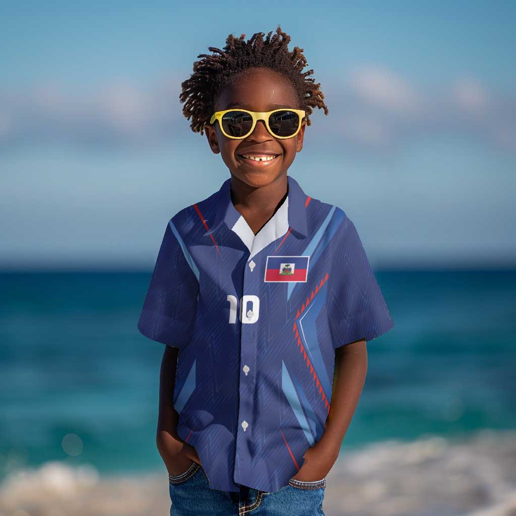 Custom Afro Haiti Football Kid Hawaiian Shirt Sporty Style - African Pride
