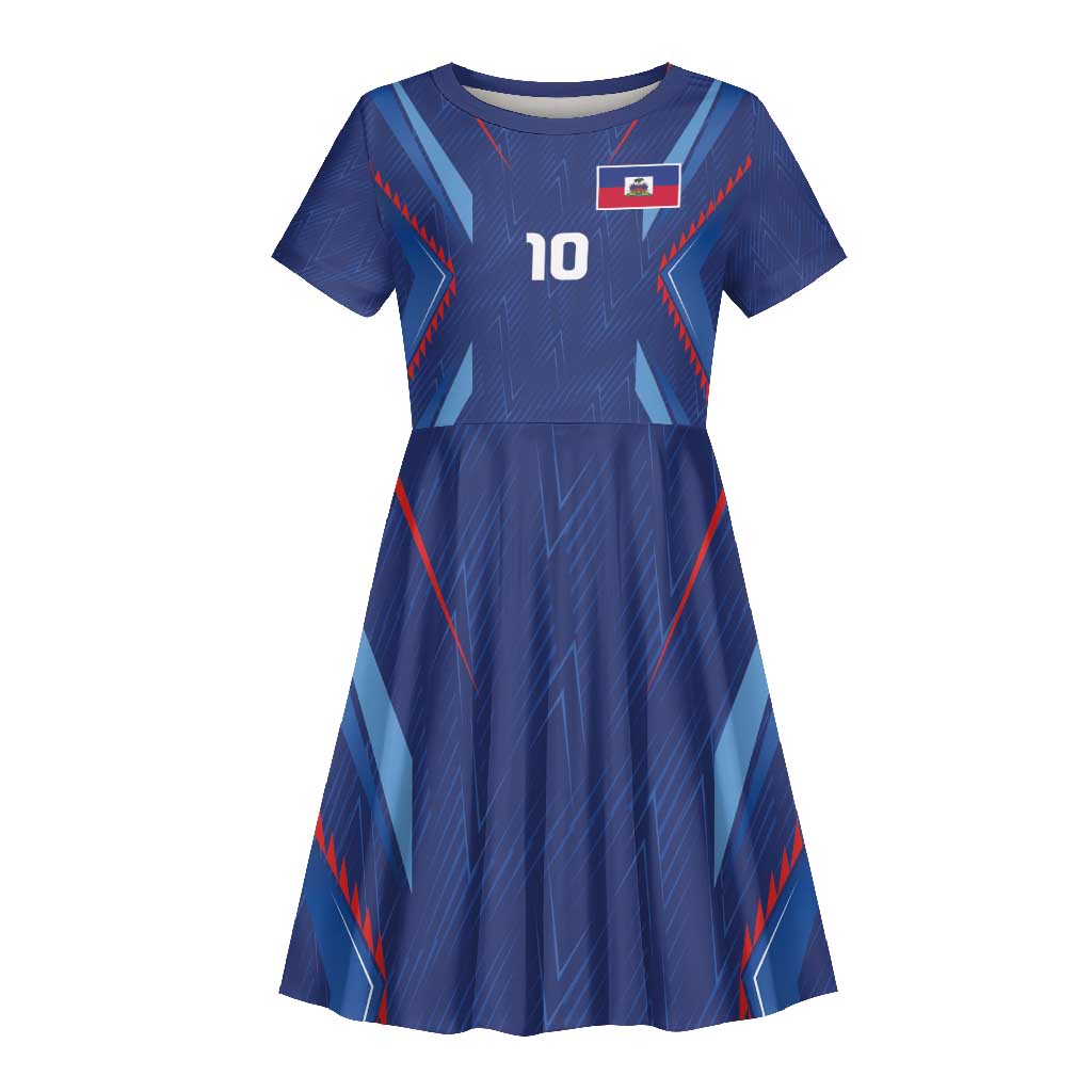 Custom Afro Haiti Football Kid Short Sleeve Dress Sporty Style - African Pride