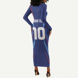 Custom Afro Haiti Football Long Sleeve Bodycon Dress Sporty Style - African Pride