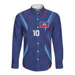 Custom Afro Haiti Football Long Sleeve Button Shirt Sporty Style - African Pride