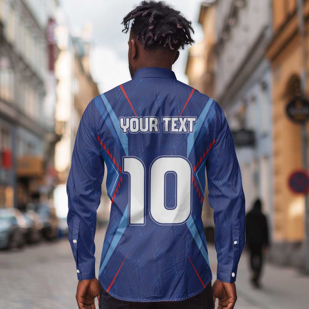 Custom Afro Haiti Football Long Sleeve Button Shirt Sporty Style - African Pride