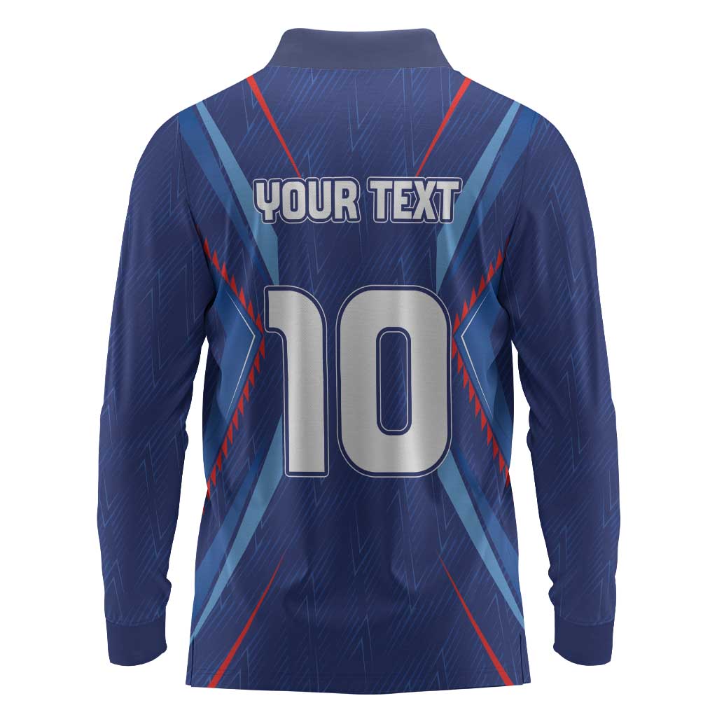 Custom Afro Haiti Football Long Sleeve Polo Shirt Sporty Style - African Pride