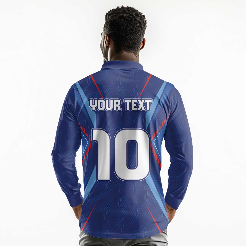 Custom Afro Haiti Football Long Sleeve Polo Shirt Sporty Style - African Pride