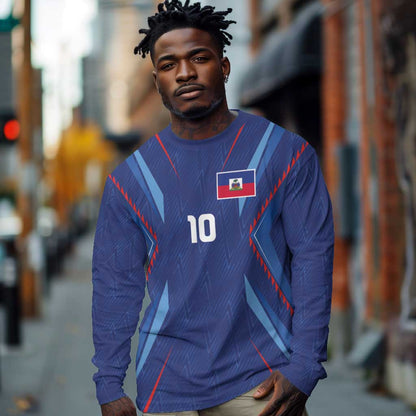 Custom Afro Haiti Football Long Sleeve Shirt Sporty Style - African Pride
