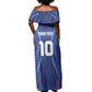 Custom Afro Haiti Football Off Shoulder Maxi Dress Sporty Style - African Pride