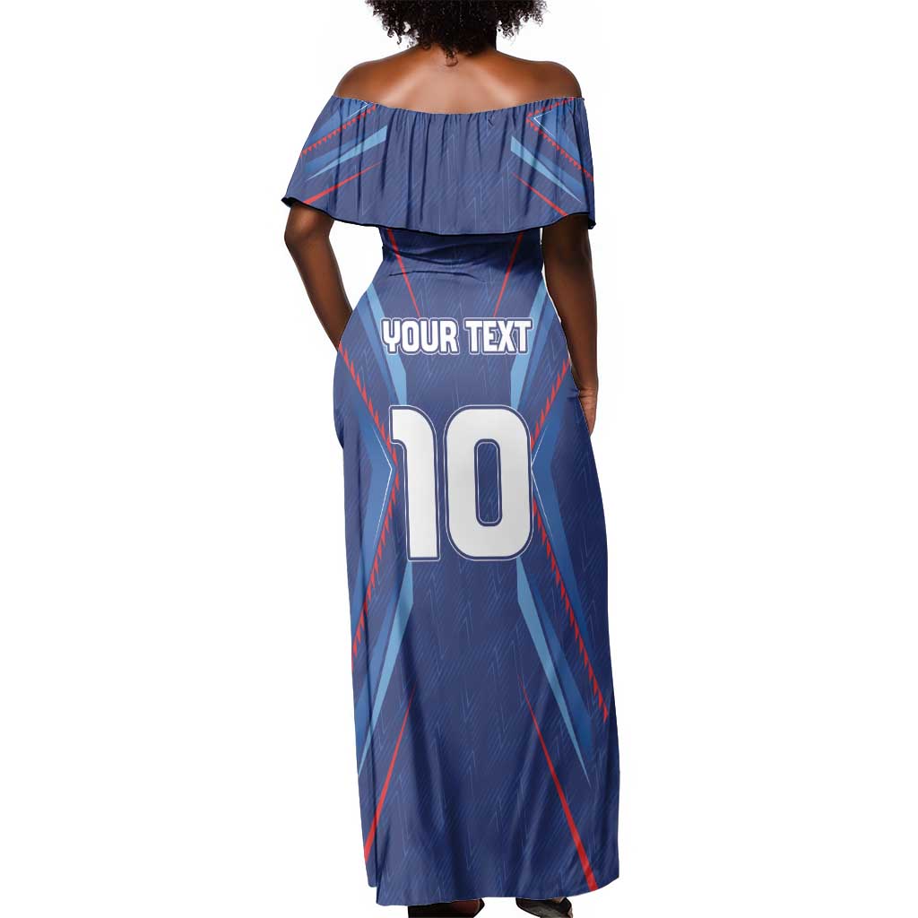 Custom Afro Haiti Football Off Shoulder Maxi Dress Sporty Style - African Pride