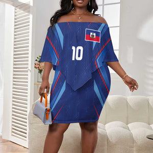 Custom Afro Haiti Football Off Shoulder Short Dress Sporty Style - African Pride