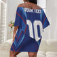 Custom Afro Haiti Football Off Shoulder Short Dress Sporty Style - African Pride