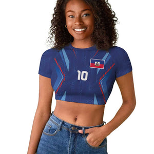 Custom Afro Haiti Football Raglan Cropped T shirt Sporty Style - African Pride